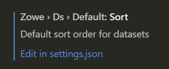 Default Data Set Sort Settings
